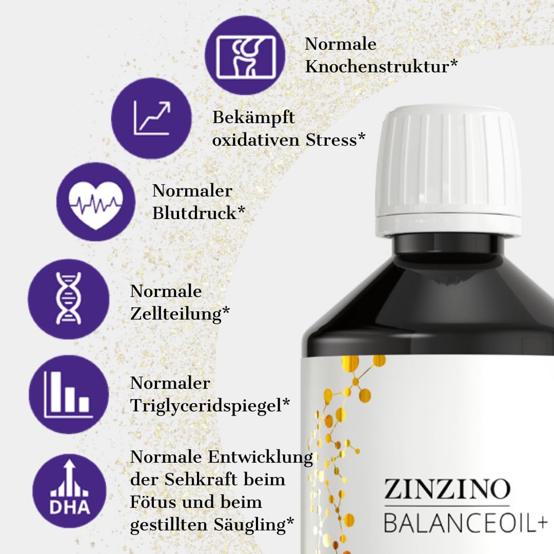 ZinZino BalanceOil+ Fischöl mit Omega-3 2478 mg, Omega-9, Vitamin D3 100ml / 300ml