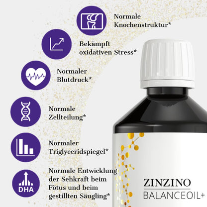 ZinZino BalanceOil+ Fischöl mit Omega-3 2478 mg, Omega-9, Vitamin D3 100ml / 300ml