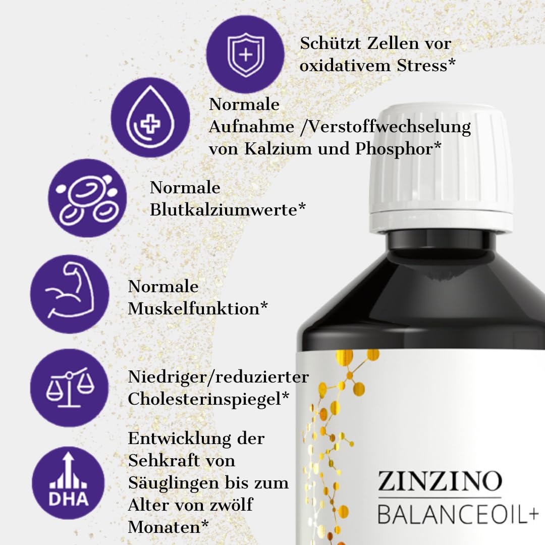 ZinZino BalanceOil+ Fischöl mit Omega-3 2478 mg, Omega-9, Vitamin D3 100ml / 300ml