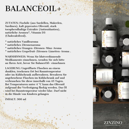 ZinZino BalanceOil+ Fischöl mit Omega-3 2478 mg, Omega-9, Vitamin D3 100ml / 300ml