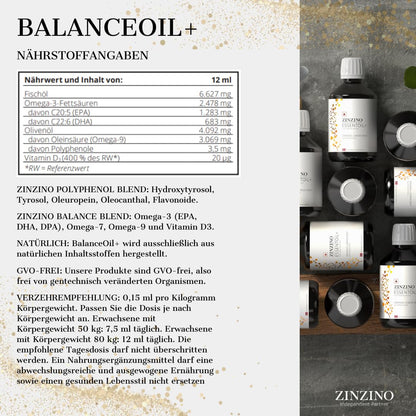 ZinZino BalanceOil+ Fischöl mit Omega-3 2478 mg, Omega-9, Vitamin D3 100ml / 300ml