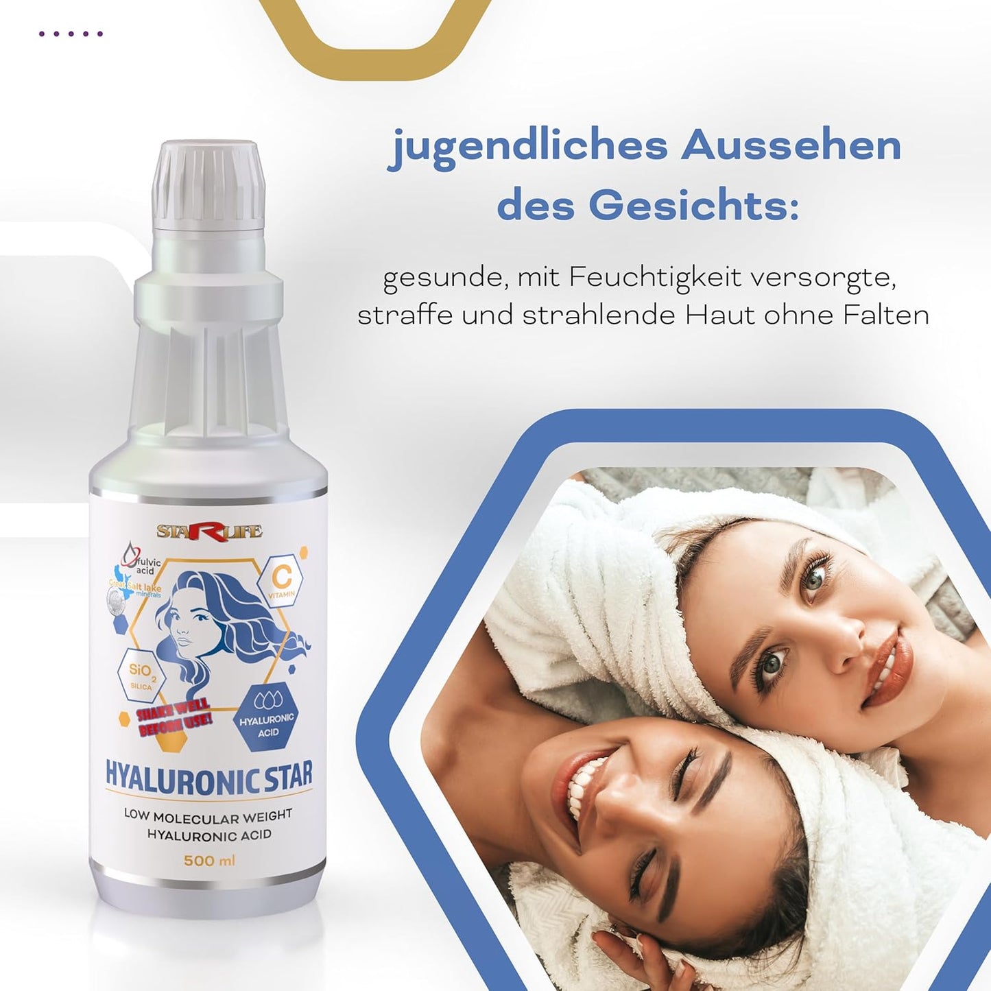 Starlife HYALURONIC STAR -Hyaluronsäure & Vitamin C Drops 500 ml