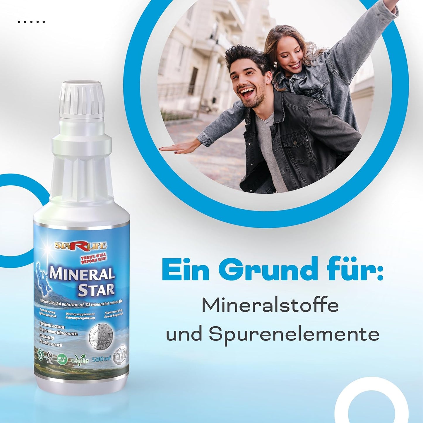 Starlife MINERAL STAR – Ionisierte Mikrokanallösung mit basischen Mineralien & Spurenelementen 500 ml