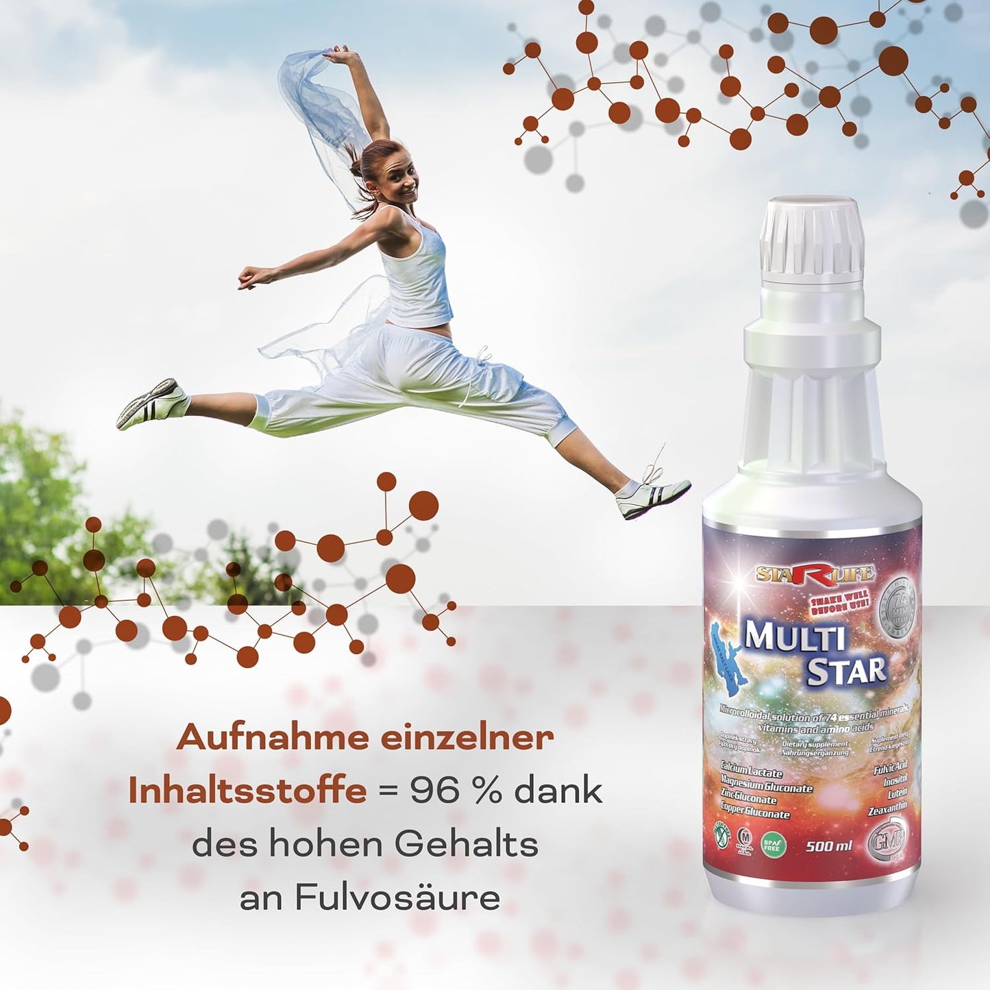 Starlife MULTI STAR – Mikrokolloidale Lösung mit 74 Mineralien, 13 Vitaminen, 22 Aminosäuren