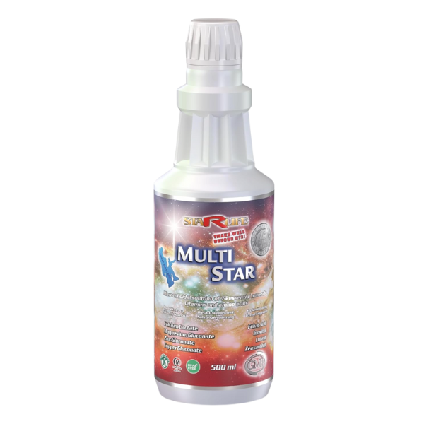 Weiße Flasche „Multi Star“ von StarLife – flüssiges Multivitaminpräparat mit Vitaminen, Mineralstoffen und Spurenelementen